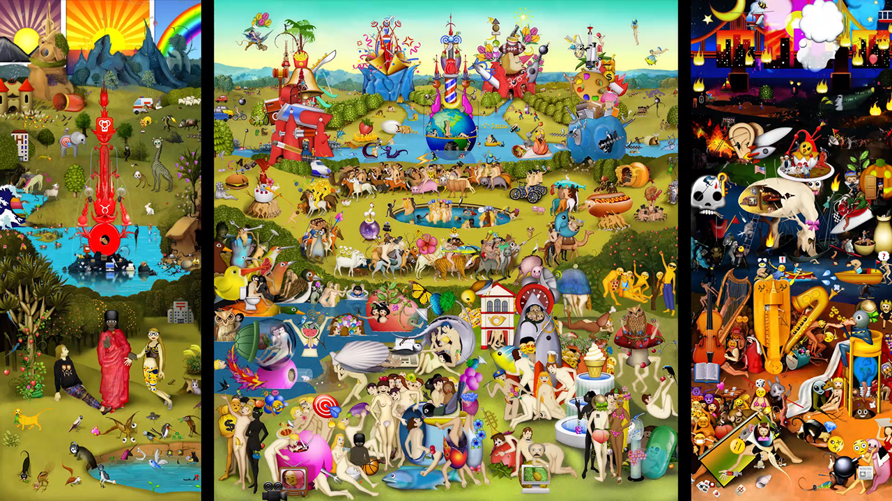 Carla Gannis, The Garden of Emoji Delights (El jardín de las delicias emoji), 2014.